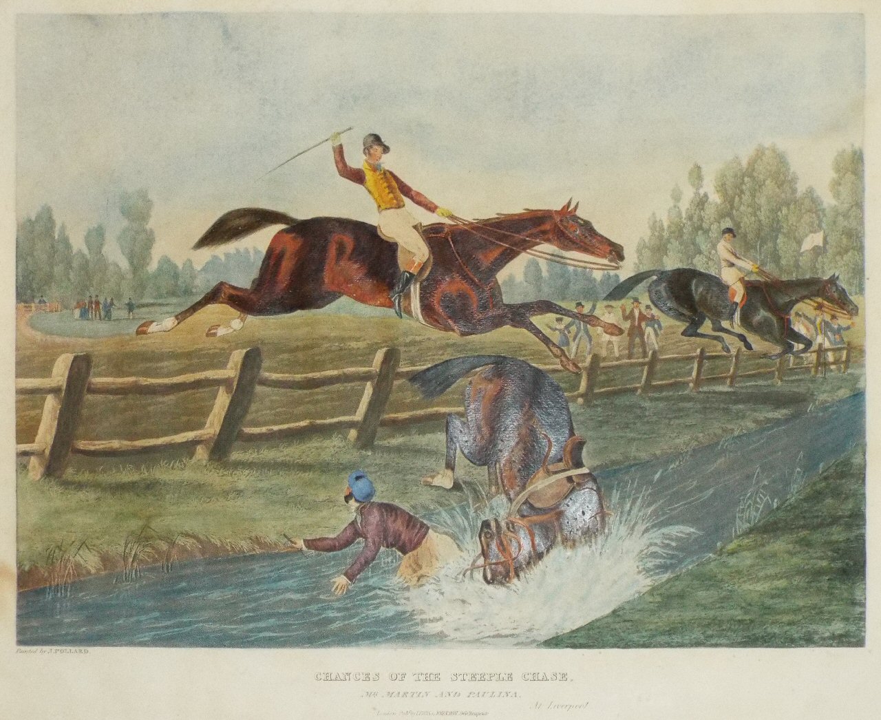 Aquatint - Chances of the Steeple Chase. 8. Mr. Martin and Pauline. At Liverpool.